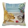 Cute Cat and Dog Animal Print Pattern Cushion Cover for Home Living Room Sofa Decoration Square Pillowcase