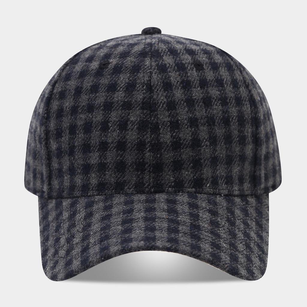 British style small plaid baseball cap autumn and winter retro small plaid woolen cap men's and women's casual sun hat