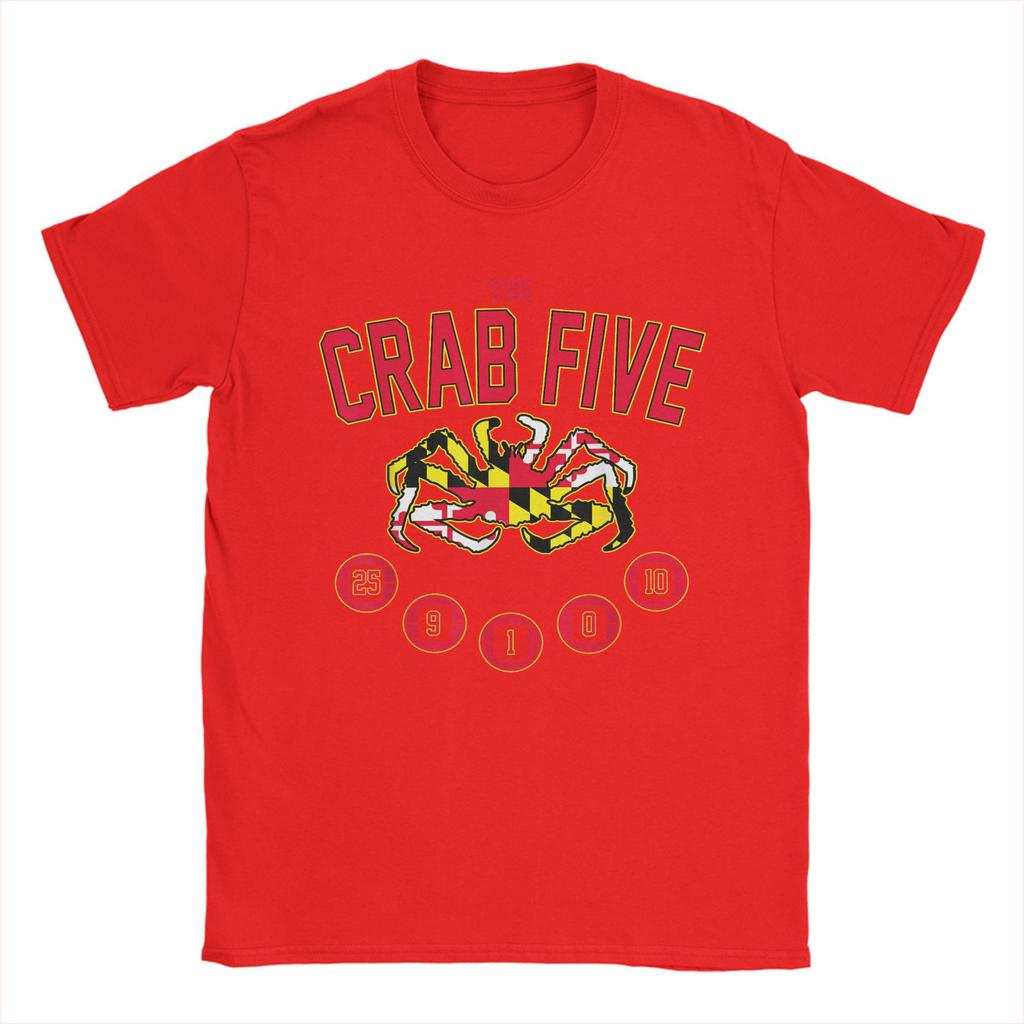 Herren The Crab Five Maryland Flag T-Shirt Basketballnummer Baumwolle Merchandise Freizeit Kurzarm O-Ausschnitt T-Shirts Sommer T-Shirt