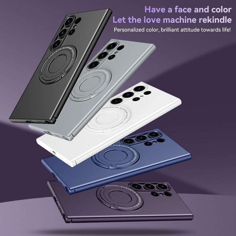 Metal Strong Magnetic Absorption Case For Samsung S24 Ultra S23 + S23 Plus S24 + Galaxy S24 Frosted Car Holder Protection Cover