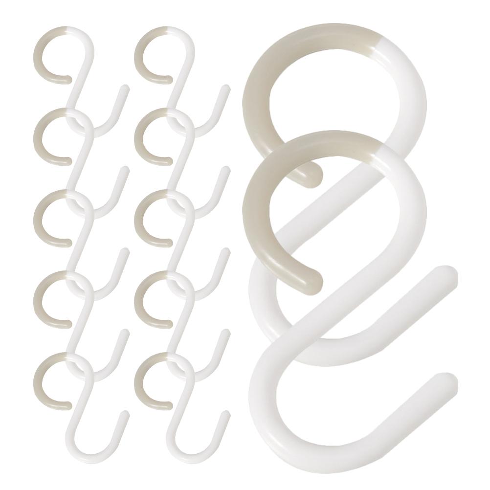 12 Pcs White S Hooks Plastic Key Hooks Coat Holder Multipurpose Bathroom Closet Wardrobe Clothes Ganizer Hooks