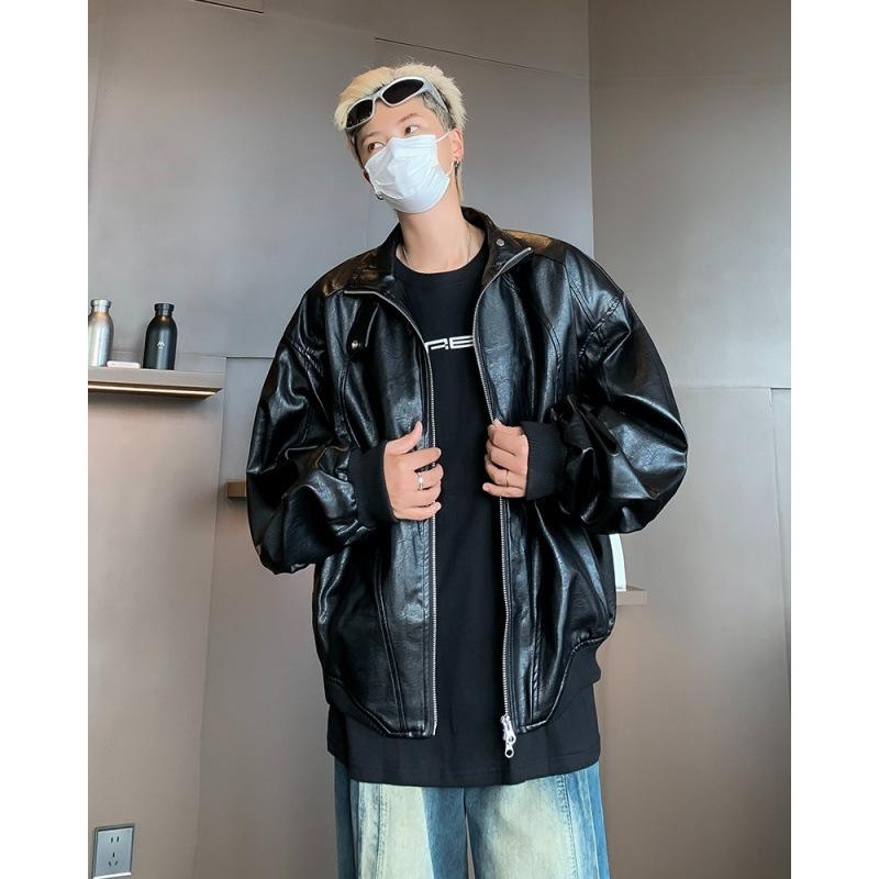Versatile spring and autumn American sense retro locomotive leather jacket men's and women's short baseball jersey cleanfit jacket trendy brand