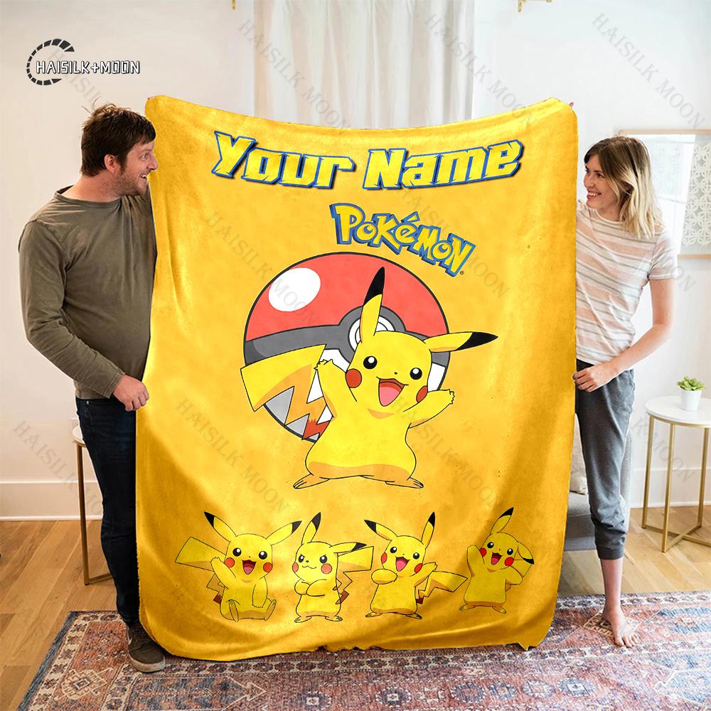 Free Shipping P-Pikachu C-charizard Print Blanket, for Bedroom Living Room Bed Sofa Office Nap Travel Camping Holiday Great Gift
