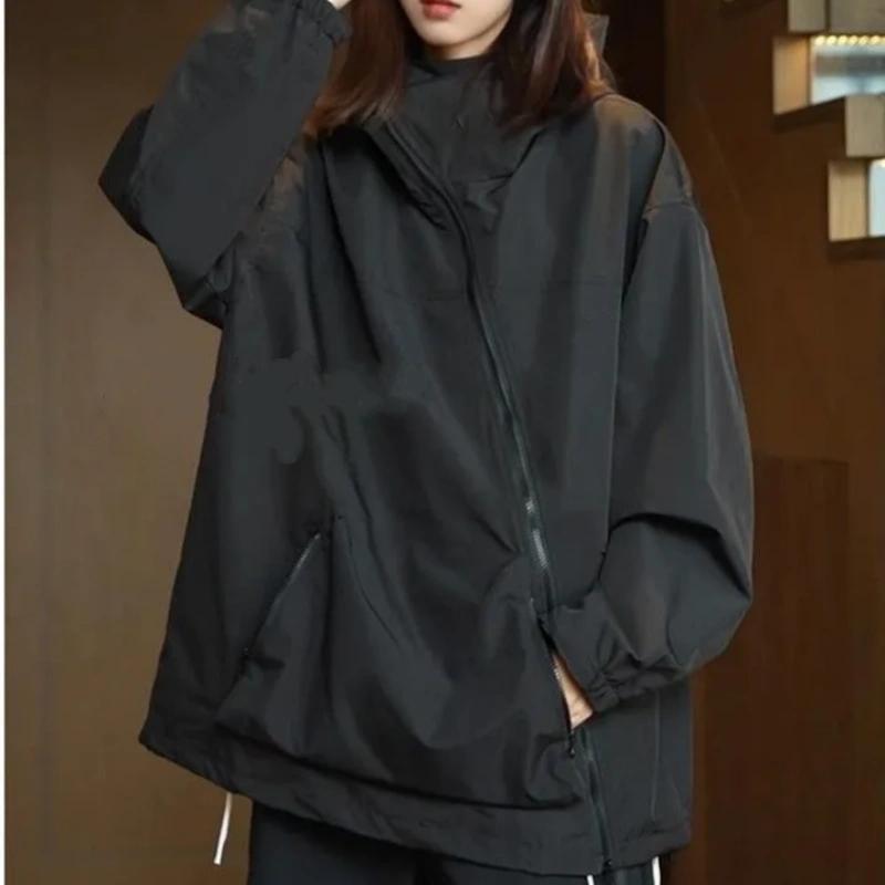 

Одежда Ветрозащитная и водонепроницаемая уличная куртка с капюшоном Женская весенне-осенняя зеленая куртка в стиле милитари Куртка Мужская L чёрный