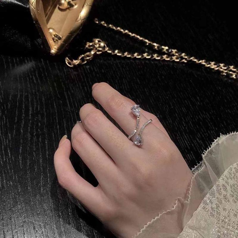 Niche Adjustable Zircon Ring for Women - High-End Cold Style, Internet Celebrity Inspired, Versatile & Elegant