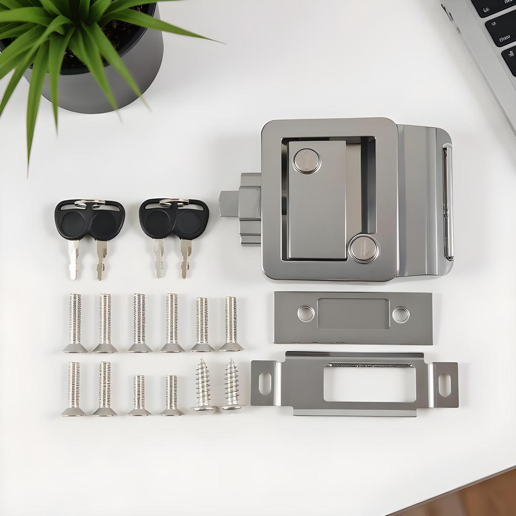 Trailer Door Lock Heavy Duty Anti-Theft Metal With 2 Keys Travel Trailer Latch Door Lock Set For Motorhome Hauler Campervan