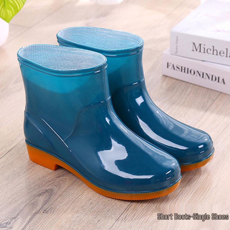 Women's Oxford Sole Waterproof Short Rain Boots - Non-Slip Fashion Outerwear Rubber Shoes