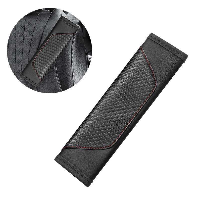 2Pcs Carbon Fiber Pattern Car Seat Belt Cover with Sponge Filling, Universal Synthetic Leather Shoulder Pad Protective Sleeve