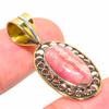 Natural Rhodochrosite TwoTone 925 Solid Sterling Silver Gift Pendant 1.50" C3G44