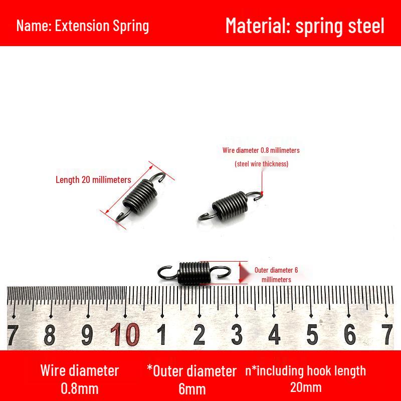 0.8mm Yellow Extension Spring with Hooks - Stapler Rebound Force 