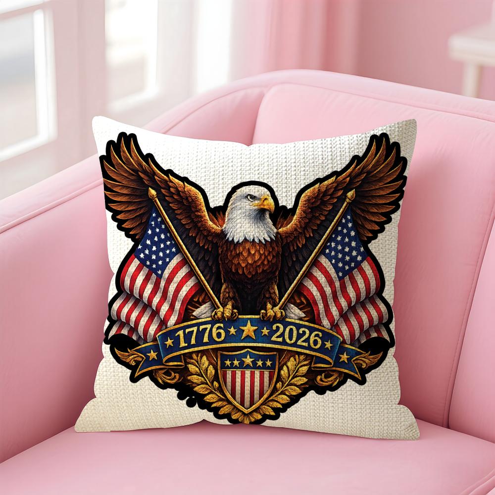American Year Cushion Cover Natural Linen Pillow Case DoubleSided Print Decorative Sofa Pillowcase Home Decor Gift
