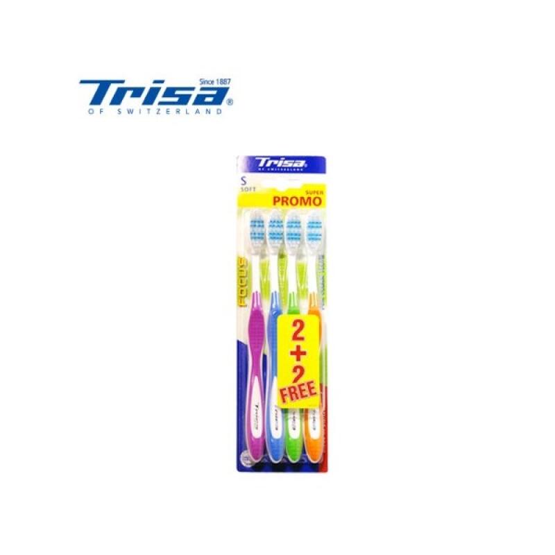 TRISA Focus Strong Bristles Functional Tongue Cleaner Toothbrush 4 pcs 6759 SOFT
