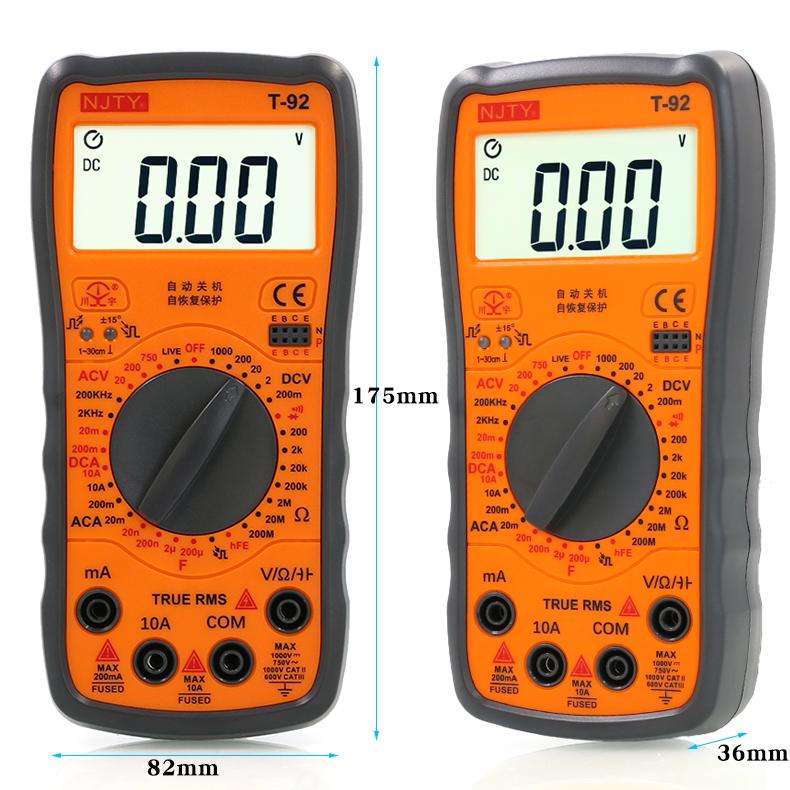 NJTY T92 household digital multimeter, manual range, portable digital universal meter