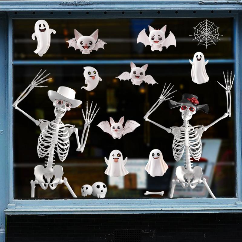 Halloween Window Sticker Pumpkin Witch Bat Castle Pattern Wall Stickers Halloween Decals