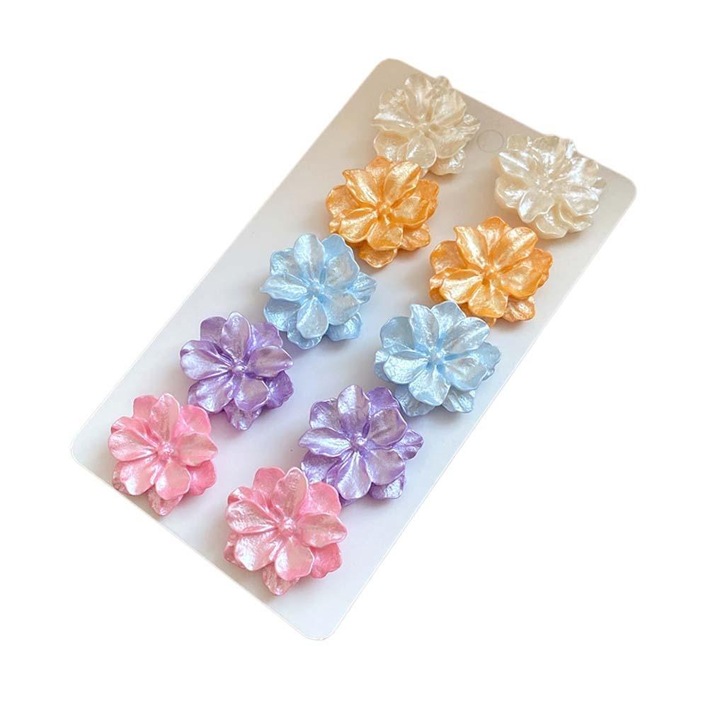 5 Pairs Floral Flower Ear Studs Set Acrylic Korean Style Earrings  Girl Gift