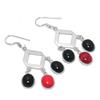 Italian Red Coral, Onyx Gemstone 925 Sterling Silver Jewelry Earring 2.29" KJ-766