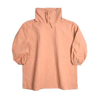 Kusguru Japan Washer High Neck Blouse Light Brown ML K3010-12