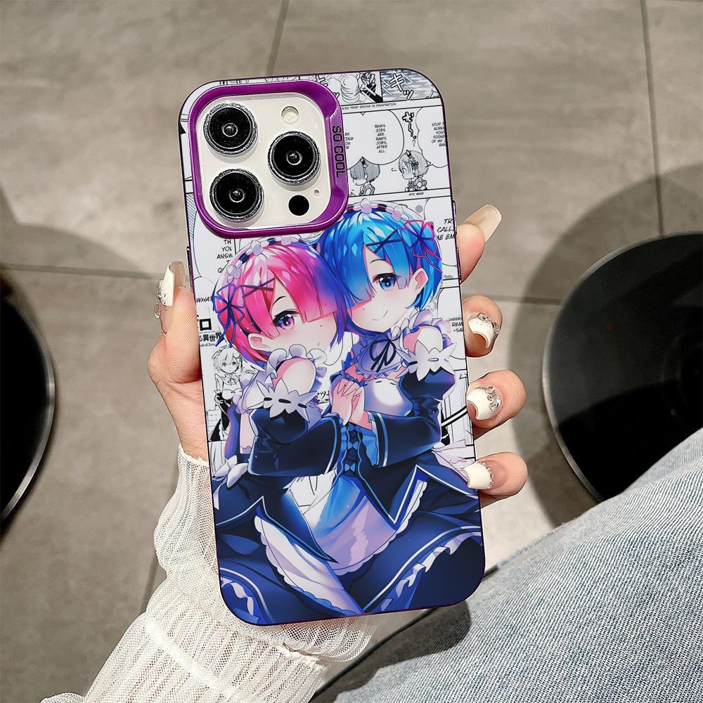 

ReZero Rem Ram Purple Translucent Mobile Phone Case for iPhone 17 16 15 14 13 12 11 X XR XS Air Pro Max Plus Colorful Cover iPhone 11 Pro