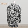 Women Spring Fall Coat Fake Chest Pocket Turn-down Collar Single-breasted Leopard Print Long Sleeves Mid Length Daily Wear Jacket