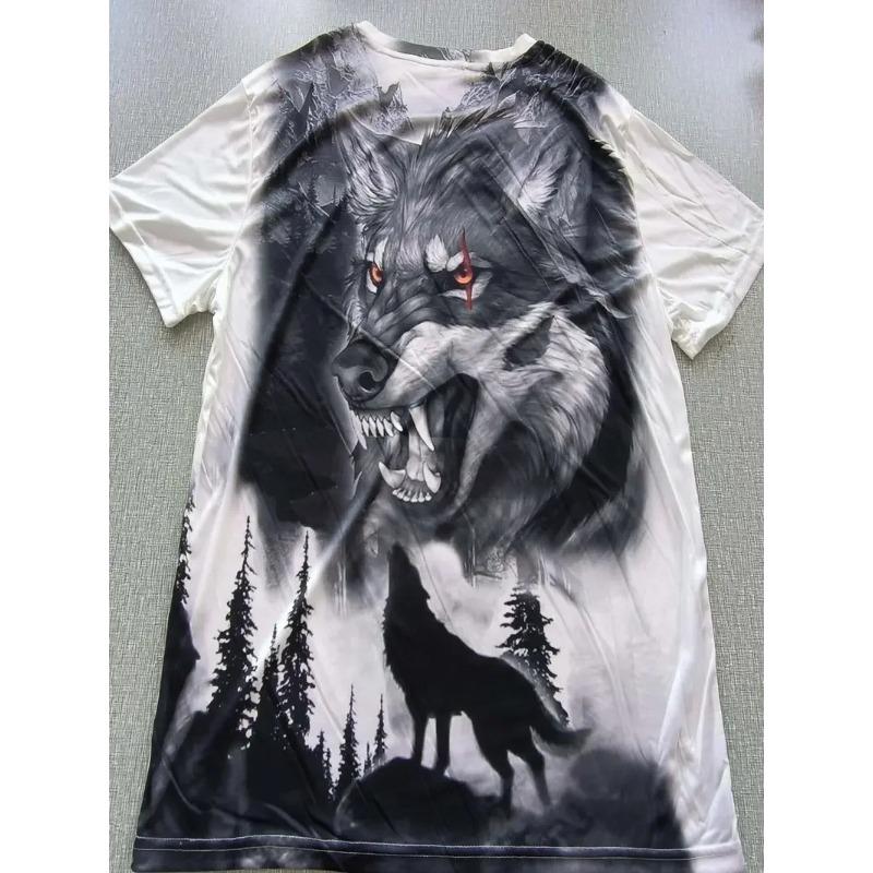 3D Wolf Pattern Print Men's Graphic Design Crew Neck Novel T-shirt Casual Tshirts Summer Men's Clothing Daily Vacation Shirt