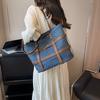 Denim splicing contrasting color commuter women's bags autumn and winter new large-capacity shoulder bags fashionable tote bags