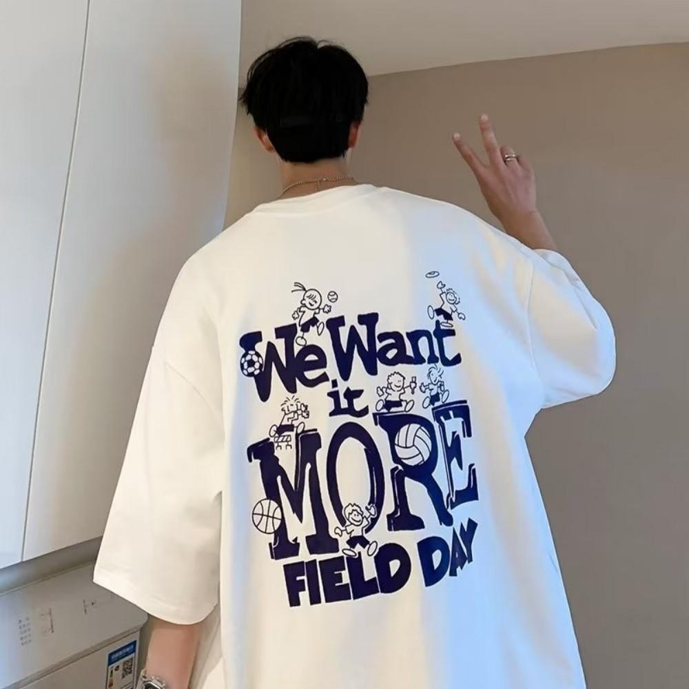 Hot selling new men s summer letter printed comfortable and breathable round neck T-shirt outdoor leisure vacation top S
