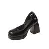 Fashion Spring New Coarse Heel Shoes Women Fashion Round Head Shallow Mouth with Thick Sole Anti-slip Wear-resistant High Heels