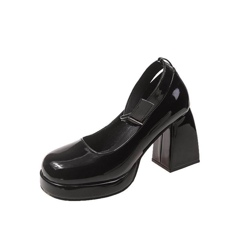 Fashion Spring New Coarse Heel Shoes Women Fashion Round Head Shallow Mouth with Thick Sole Anti-slip Wear-resistant High Heels