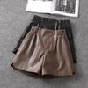 High-Waisted Women's PU Leather A-Line Shorts, Versatile Bootcut Wide-Leg Pants, Plus Size, 2025 Autumn/Winter Fashion