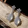 Elegant Heart-Shaped White Chalcedony Necklace With 18K Gold Plating Pink Purple Flower Zircon Bracelet Set