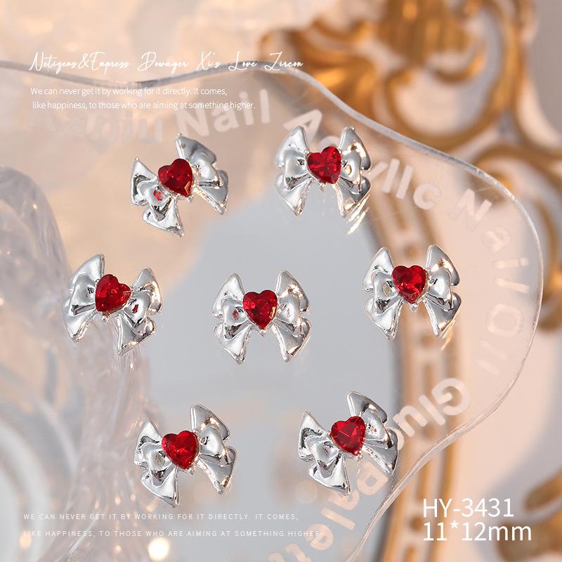 Bow Heart Rhinestone Nail Art: Stylish & Wearable Accessories for Girls