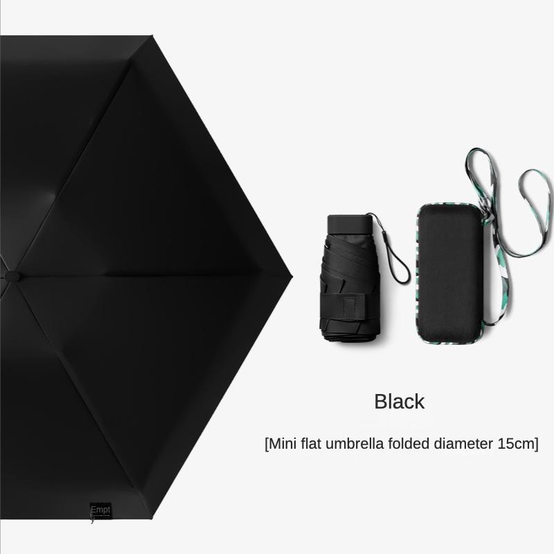 

Мини-компактный карманный зонт для женщин, легкий 6 складной солнцезащитный зонт от солнца и дождя, маленькая сумка-карточка, зонтики Paraguas Mujer Black