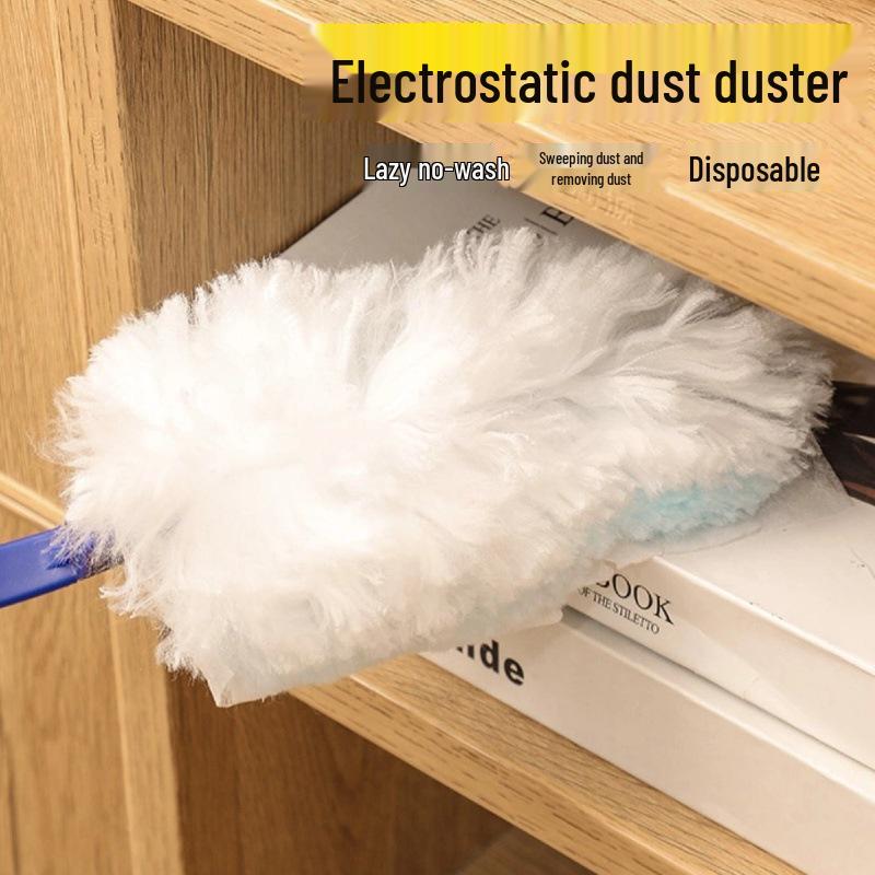 Retractable Long Handle Electrostatic Feather Duster - No-Wash, Disposable Dusting Tool for Easy Cleaning