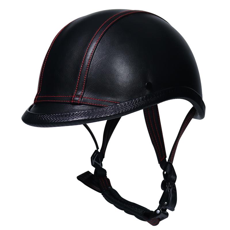 Motorcycle Helmet Vintage Black Half Helmet 54-60cm Retro Motorcycle Helmets Shell Helm Matte Motorcycle Protection