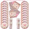 Pink Butterfly Disposable Tableware Happy Girl's Birthday Party Decorations Kids Butterfly Theme Party Decoration Baby Shower