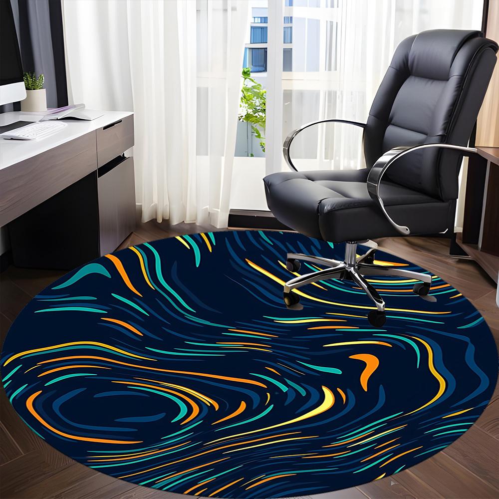 1pc Wave Swirl Office Round Area Rug,  Mat Suitable ForOffice, Under Office Chairs Bedroom Living Room Home Decor, Room Deco