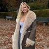 Faux Fur Lange Dames Reversibele Fuzzy Fleece Trenchcoat voor Sherpa Gevoerde Jassen Winter Furry