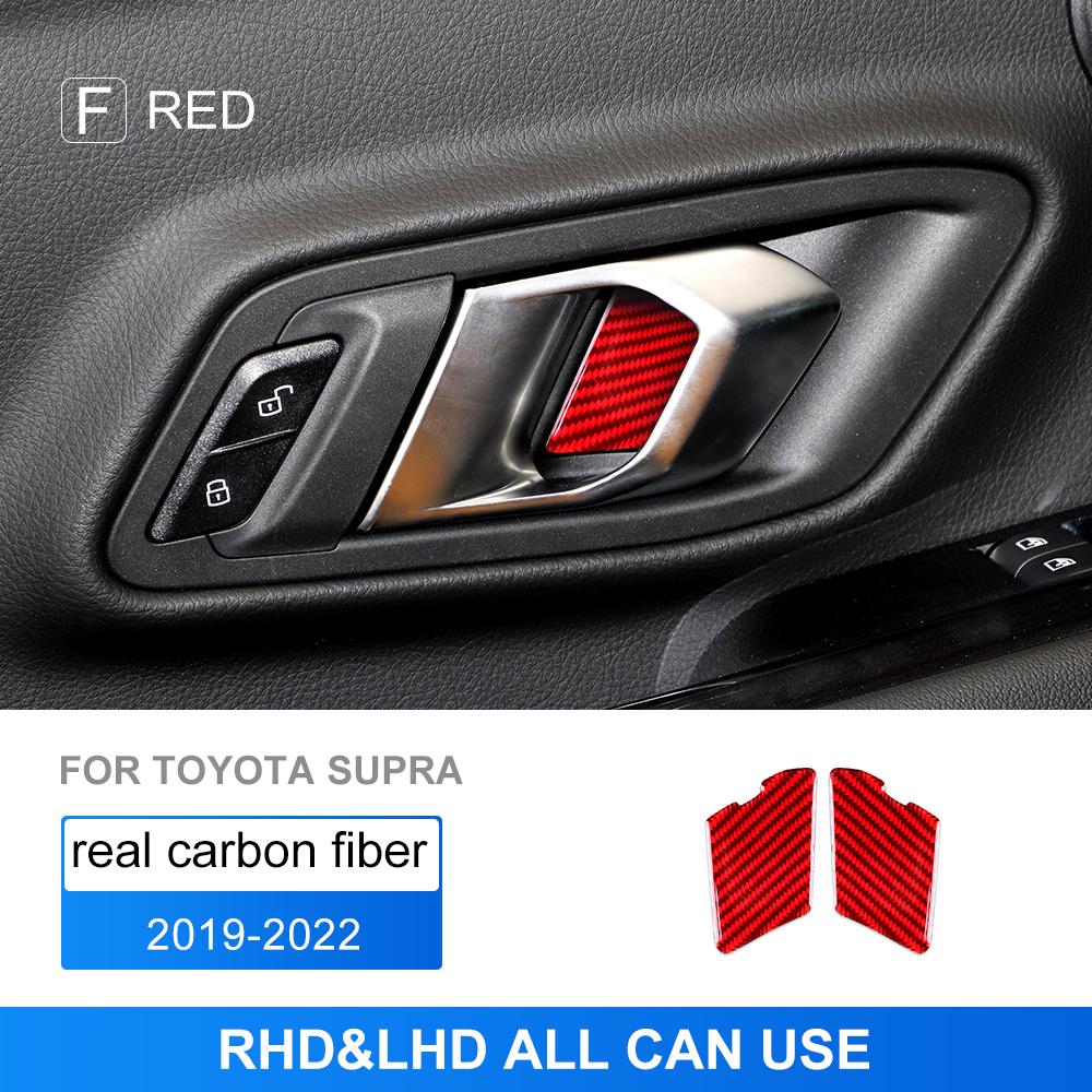 Real Soft Carbon Fiber Sticker For Toyota Supra GR A90 A91 MK5 2019 2020 2021 2022 2023 2024 2025 Car Interior Inner Door Handle