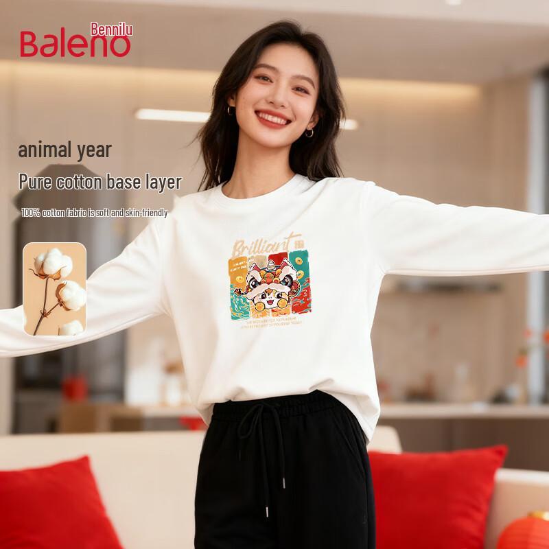 Baleno Women s Pure Cotton Long-Sleeve T-Shirt with BNL Colorful Horse Graphic S