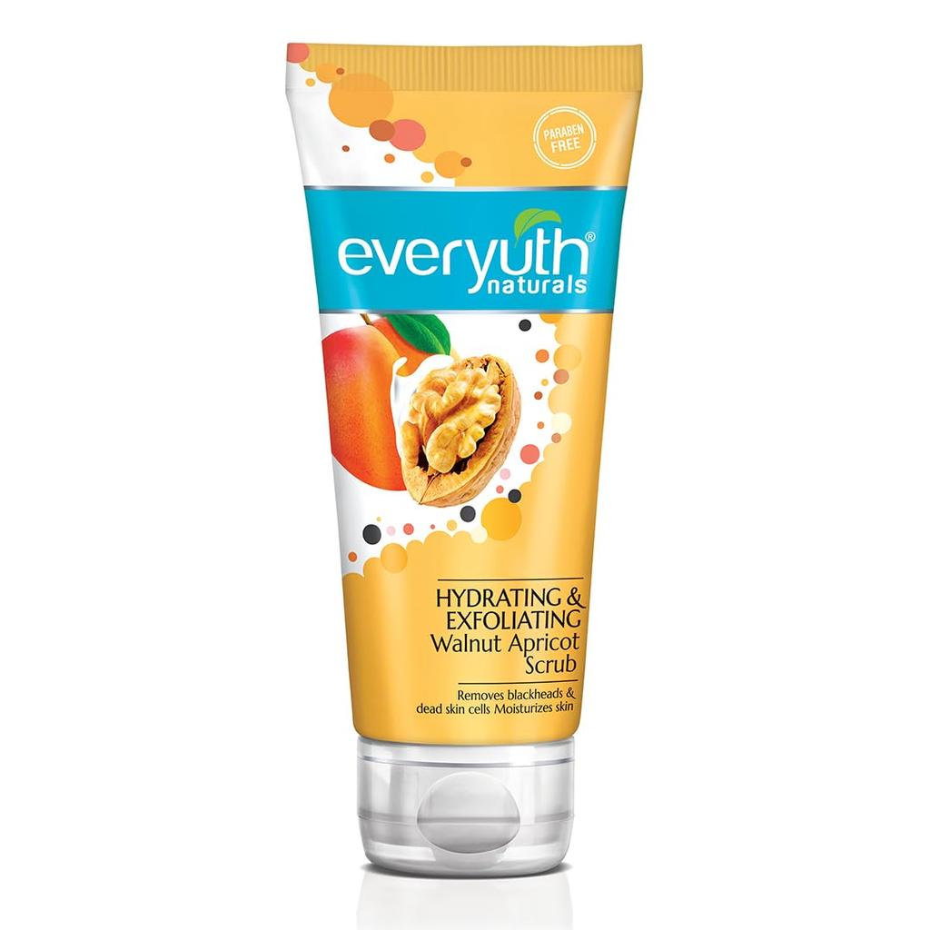Everyuth Naturals Hydrating Exfoliating Walnut Apricot Scrub 100gm For All Skin Types Blackhead Removal