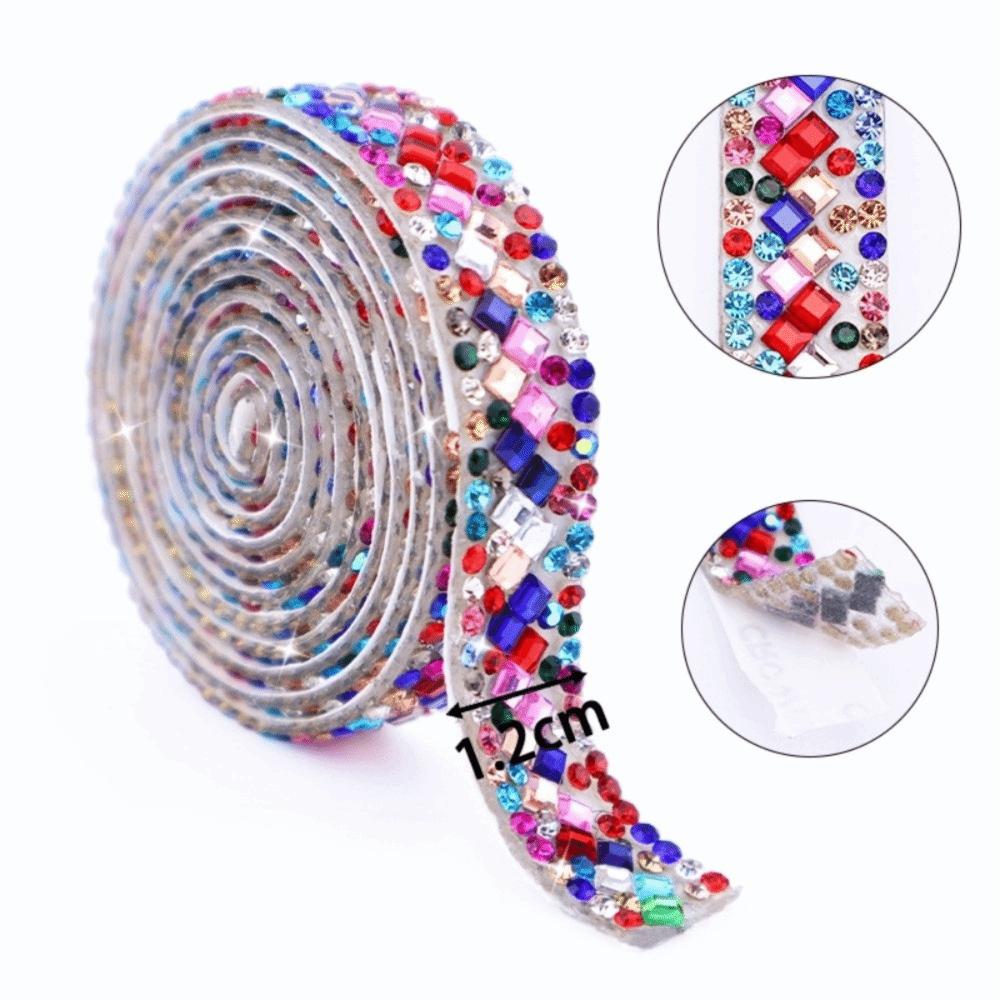3 Yards Self Adhesive Glass Rhinestone Flexible Sparkling Rhinestone Strip Shiny DIY Decoration Apparel Accessory Clothing Decor