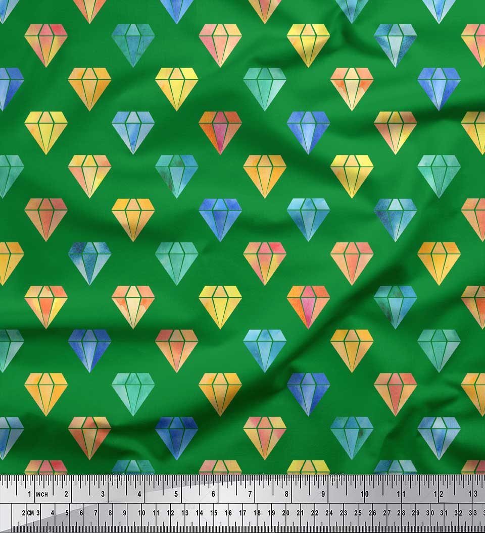 

Тканина Soimoi Red Japan Crepe Satin Fabric Diamond Geometric Print Тканина на метр 42 дюйма 42 Inch Wide - Poly Crepe зелений