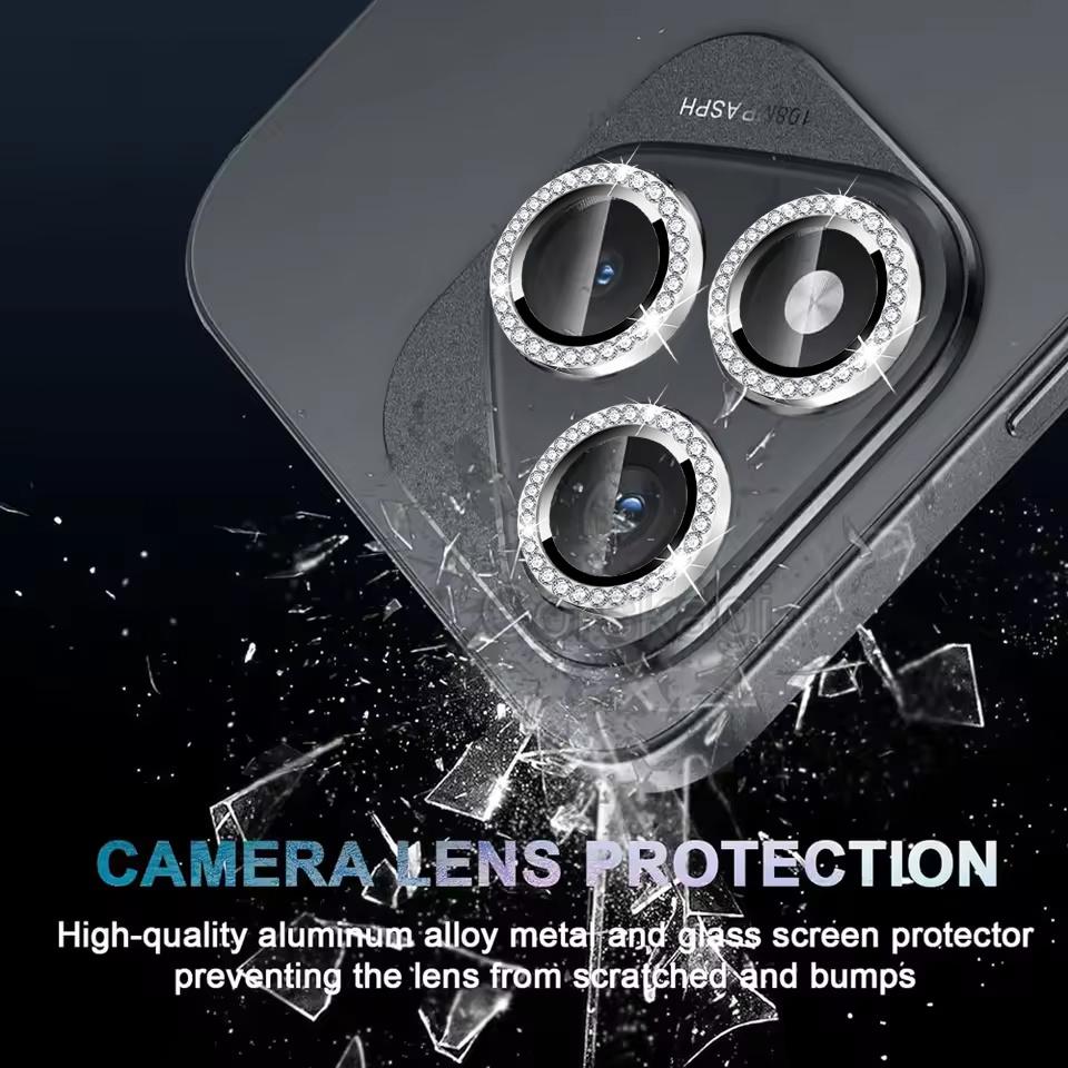 Honor 400 600 Lite / 400 Lite/ 600 Pro / Honor X8D X7e Silvery & Purple Diamond Camera Protector Rhinestone Tempered Glass Lens Protection Film
