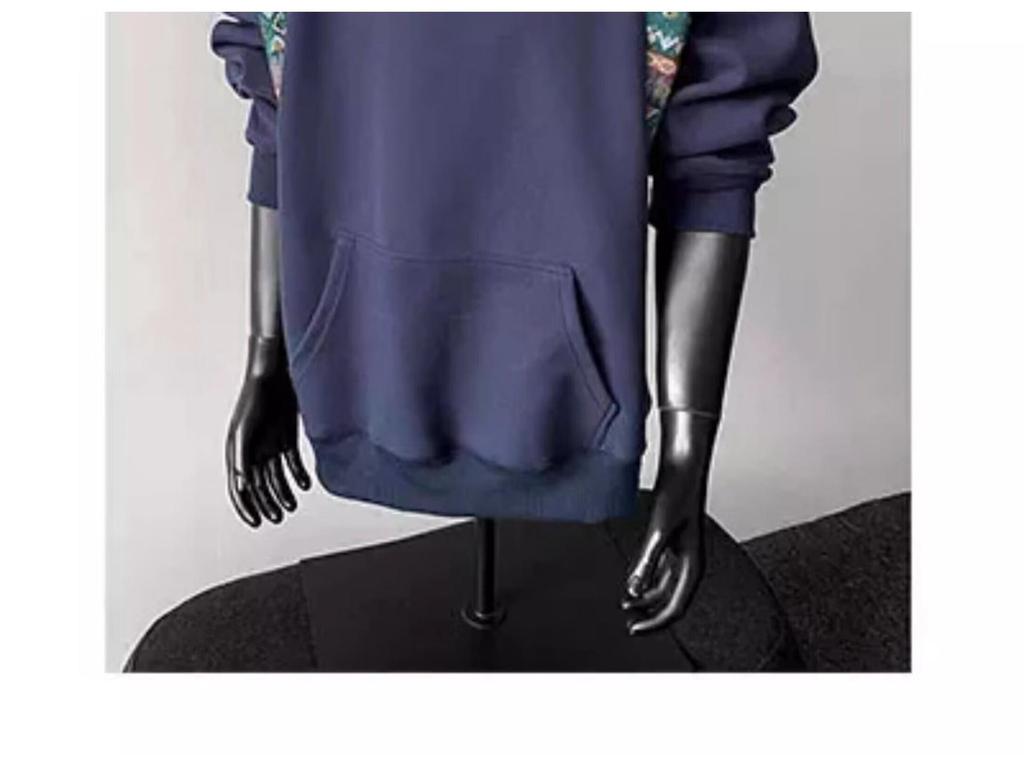 Men's Autumn Patchwork Hoodie: Chinese Ethnic Style, High Collar, Long Sleeve