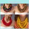 Chic Layered Wooden Bead Necklace For Women Festival Accessories