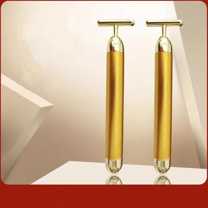 24K Gold T-Shaped Electric Massage Bar for Beauty Lifting