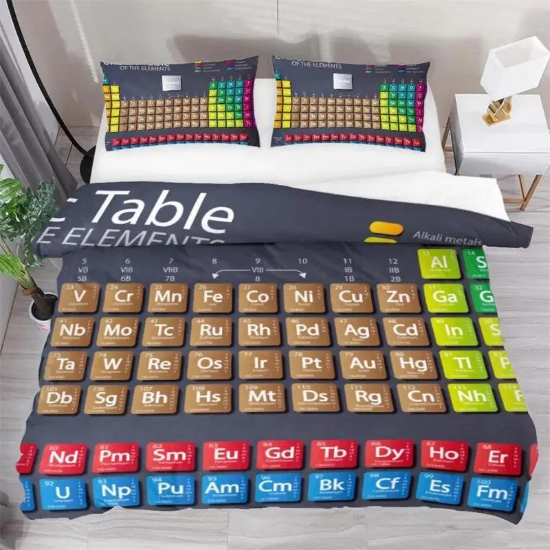 Hot New Periodic Table Duvet Cover Set,Science Freak Chemistry Lovers Colorful Element Table for Fun Learning Image Bedding Set