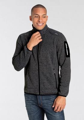 Jacke CMP Man Jacket Gestrickt Feste Kapuze (3H60847N) Herren-Jacke aus dichtem Knit-Tech-Fleece in buntem Streifenmuster mit Kapuze (3H60847N) schwarz/Gletscher