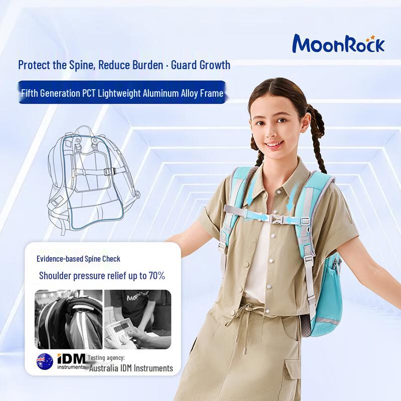 MoonRock Ergonomic Student Backpack for Primary to Junior High (Grades 4-9)