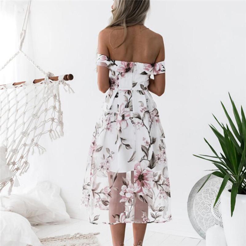 Elegant Women Clothing Vintage Organza Dress Long Off-shoulder Strapless Party Wear